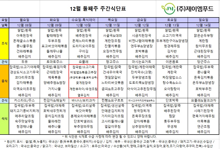 신월실버요양원 주간식단표(25.12.08~25.12.14) 1쪽